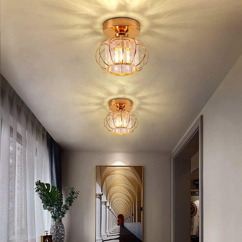 Plafonnier Cristal Moderne E27 Luminaire Éclairage De Plafond Pour Chambre Couloir Entrée Rose