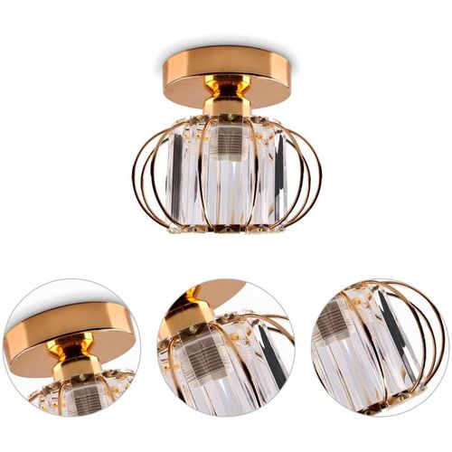 Lot De 2 Plafonnier Cristal Moderne E27 Lampe De Plafond Pour Chambre Couloir Entrée Rose