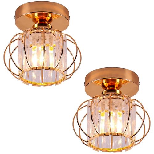 Lot De 2 Plafonnier Cristal Moderne E27 Lampe De Plafond Pour Chambre Couloir Entrée Rose