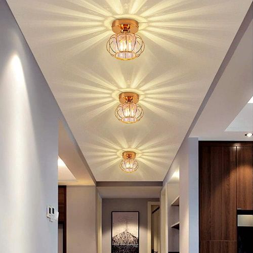 Lot De 2 Plafonnier Cristal Moderne E27 Lampe De Plafond Pour Chambre Couloir Entrée Rose