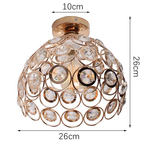 Plafonnier Moderne Métal 26cm Lampe De Plafond Cristal Creux Pour Salon Chambre Café Rose