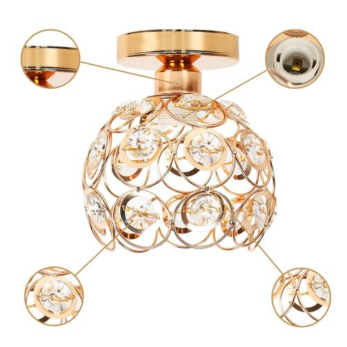 Plafonnier Moderne En Cristal 20cm Lampe De Plafond E27 Pour Salon Cuisine Chambre Rose