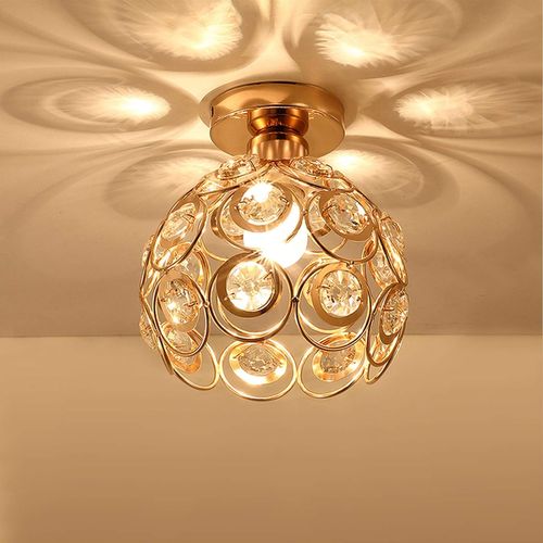 Plafonnier Moderne En Cristal 20cm Lampe De Plafond E27 Pour Salon Cuisine Chambre Rose