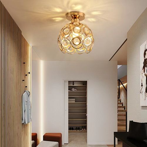 Plafonnier Moderne En Cristal 20cm Lampe De Plafond E27 Pour Salon Cuisine Chambre Rose