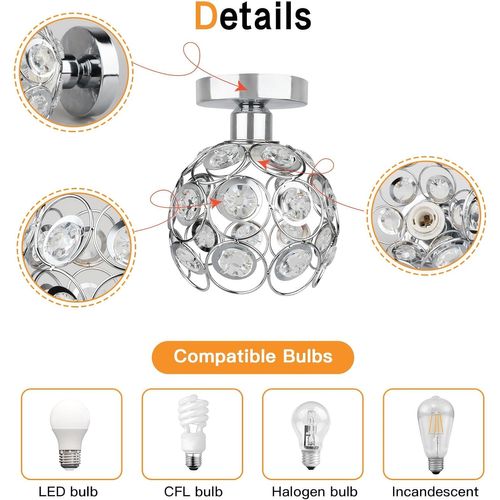 Plafonnier Intérieur Moderne 20cm Lampe De Plafond E27 Éclairage Pour Salon Cuisine Chambre Argent