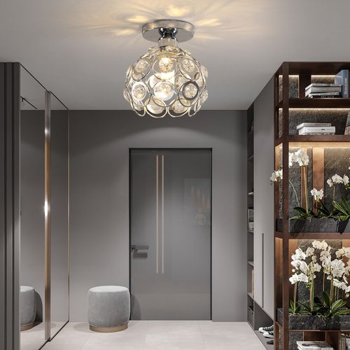 Plafonnier Intérieur Moderne 20cm Lampe De Plafond E27 Éclairage Pour Salon Cuisine Chambre Argent