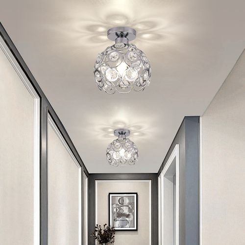 Plafonnier Intérieur Moderne 20cm Lampe De Plafond E27 Éclairage Pour Salon Cuisine Chambre Argent
