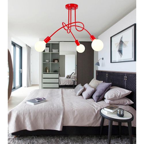 Plafonnier Moderne 3 Lumières Lampe De Plafond Intérieur E27 Pour Salon Chambre Cuisine Rouge