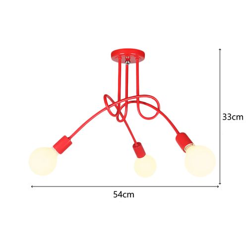 Plafonnier Moderne 3 Lumières Lampe De Plafond Intérieur E27 Pour Salon Chambre Cuisine Rouge