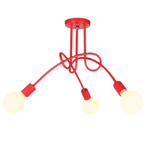 Plafonnier Moderne 3 Lumières Lampe De Plafond Intérieur E27 Pour Salon Chambre Cuisine Rouge