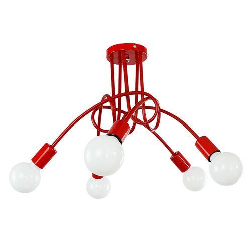 Plafonnier Moderne 5 Lumières Lampe De Plafond Intérieur E27 Pour Salon Chambre Cuisine Rouge