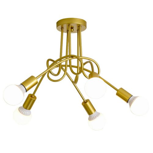 Lampe De Plafond Chambre E27 Plafonnier 5 Lumières Suspension Salon Moderne Non Ampoule Or