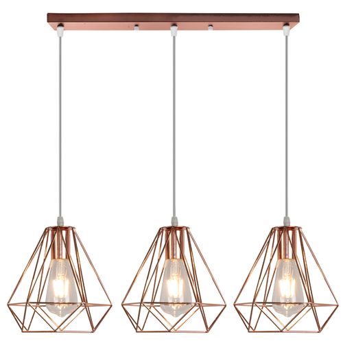 20cm Plafonnier Rétro Or Rose Lustre Vintage 3 Lumières Industrielles Suspension Luminaire En Métal