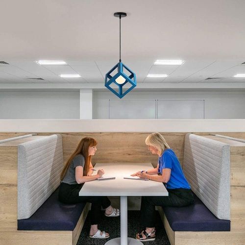2pcs Suspension Lustre En Forme De Cube Suspension Luminaire Moderne Plafonnier Rétro Vintage Bleu
