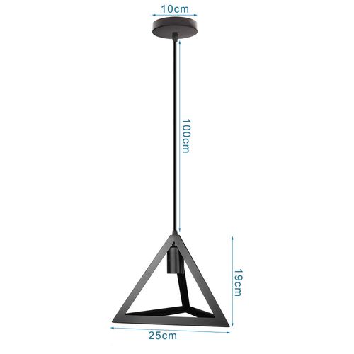 (2x) Plafonnier Triangulaire En Métal Suspension Luminaire Moderne E27 Noir Pour Bar Restaurant