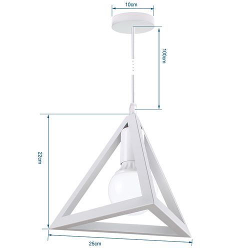 (2x) Plafonnier Triangulaire En Métal Suspension Luminaire Moderne E27 Blanc Pour Bar Restaurant