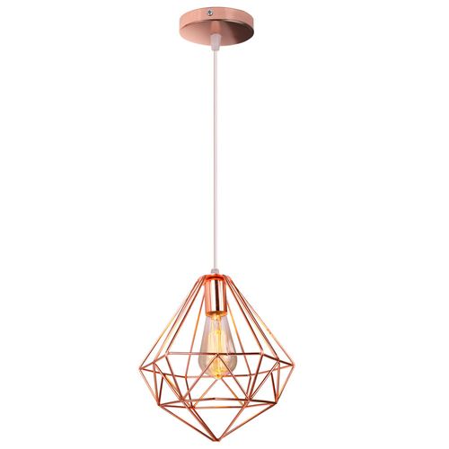 Plafonnier Antique En Diamant 26cm Suspension Luminaire Moderne Lustre Vintage E27 Or Rose