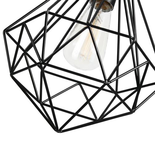 2pcs Plafonnier Antique En Diamant 26cm Suspension Luminaire Moderne Lustre Vintage E27 Noir