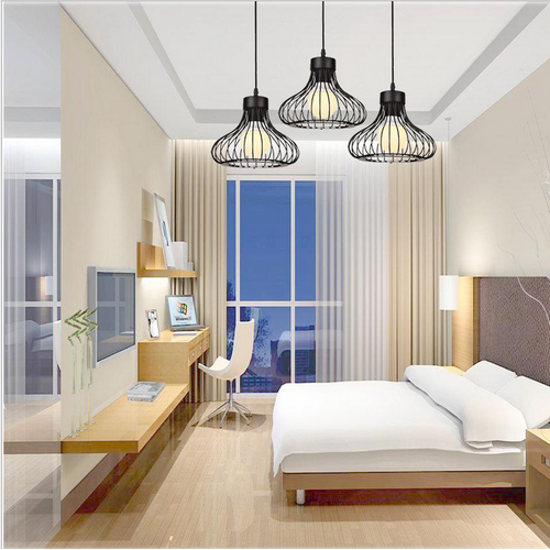 2pcs Plafonnier Vintage Suspension Lustre Industrielle Noire Simple Lustre Rétro Créatif