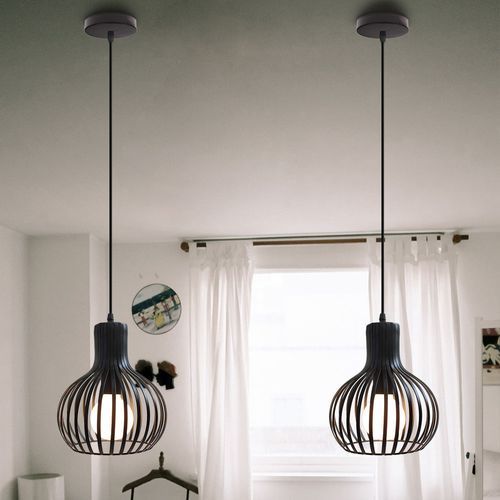 Plafonnier Antique Noir Lustre Créatif Rétro Suspension Luminaire Réglable En Hauteur E27