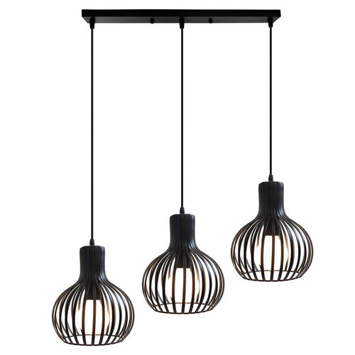 Lustre Créatif Rétro Suspension Luminaire Réglable En Hauteur 3 Lumières Plafonnier Antique Noir
