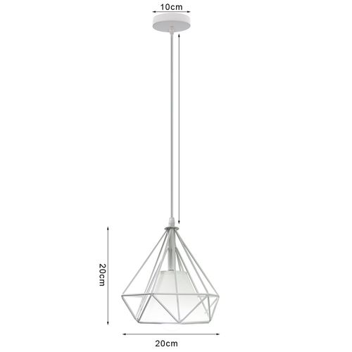 2pcs Lustre Rétro E27 Lampes Suspendues Industrielles En Métal Avec Cage En Diamant (blanc)