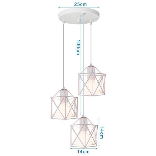 Lampe à Suspension Moderne Blanc 3 Lumières Suspension Luminaire Rétro Plafonnier D'intérieur