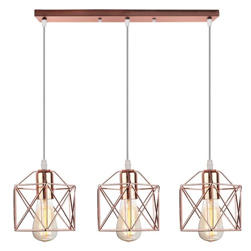 3 Lumières Suspension Luminaire Rétro Lampe à Suspension Moderne Or Rose Plafonnier D'intérieur