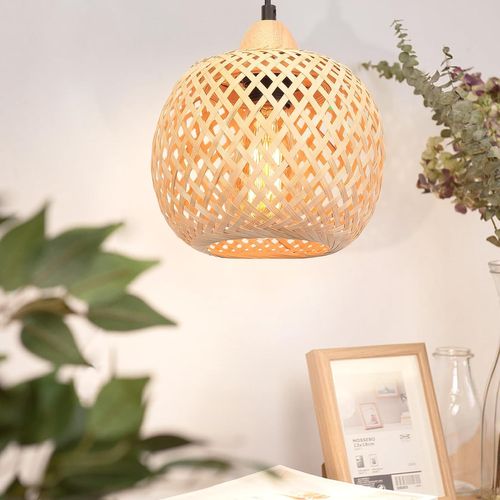 20cm Suspension Luminaire Moderne Suspension En Bambou Tissage Abat-jour En Bambou Vintage