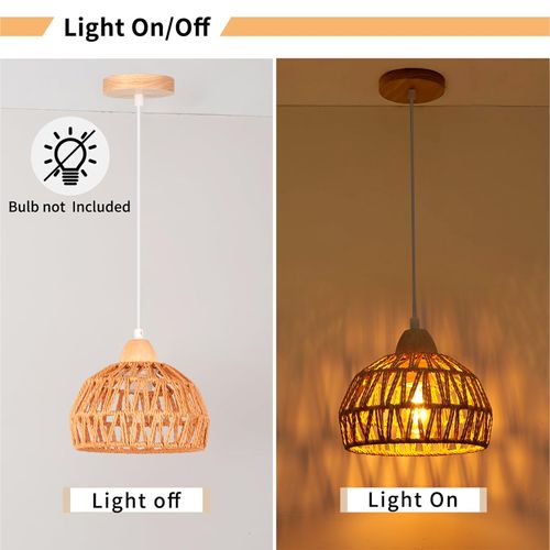 (2pcs) Suspension Luminaire Rétro 20cm Lustre Tressé En Corde De Chanvre Plafonnier Moderne