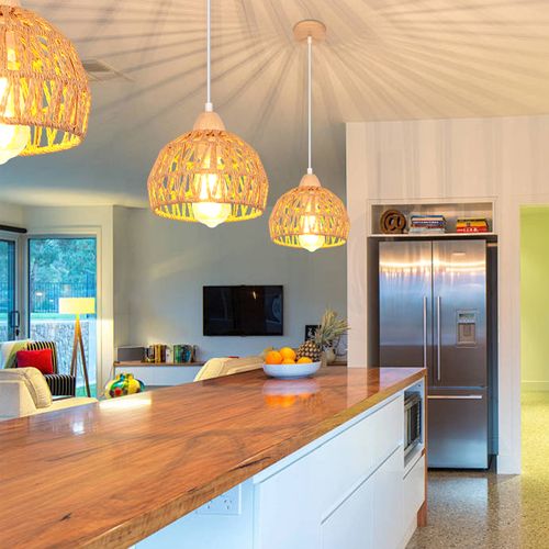 (2pcs) Suspension Luminaire Rétro 20cm Lustre Tressé En Corde De Chanvre Plafonnier Moderne