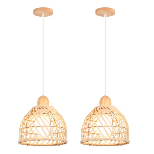 (2pcs) Lustre En Bambou Rétro Moderne Luminaire Plafonnier D'intérieur Suspensions Luminaire Vintage