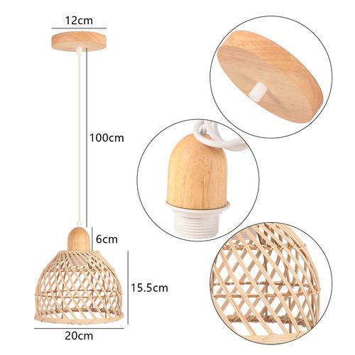 (2pcs) Lustre En Bambou Rétro Moderne Luminaire Plafonnier D'intérieur Suspensions Luminaire Vintage