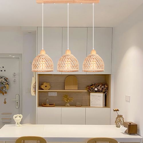 Suspensions Luminaire Vintage 3 Lumières Lustre En Bambou Moderne Luminaire Plafonnier D'intérieur