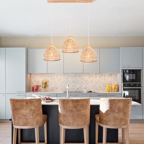 Suspensions Luminaire Vintage 3 Lumières Lustre En Bambou Moderne Luminaire Plafonnier D'intérieur