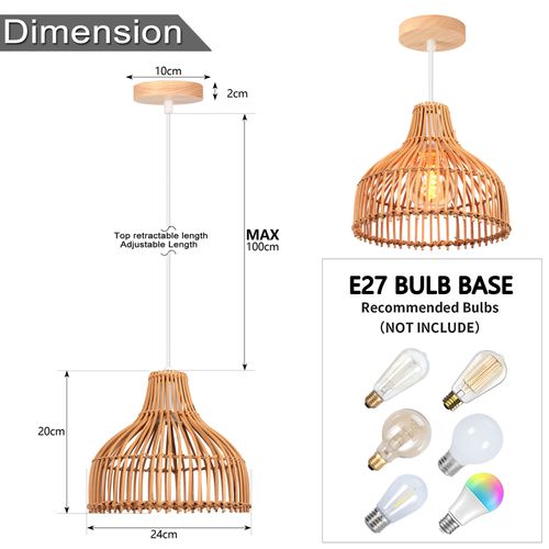 Lustre En Bambou Lampe De Plafond Rétro Lampe à Suspension D'intérieur Moderne
