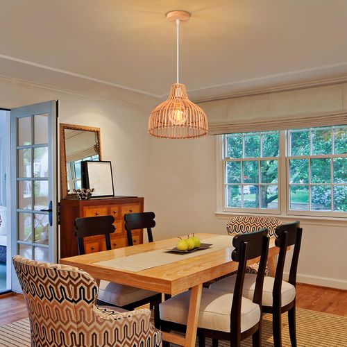 (2pcs) Lustre En Bambou Lampe De Plafond Rétro Lampe à Suspension D'intérieur Moderne