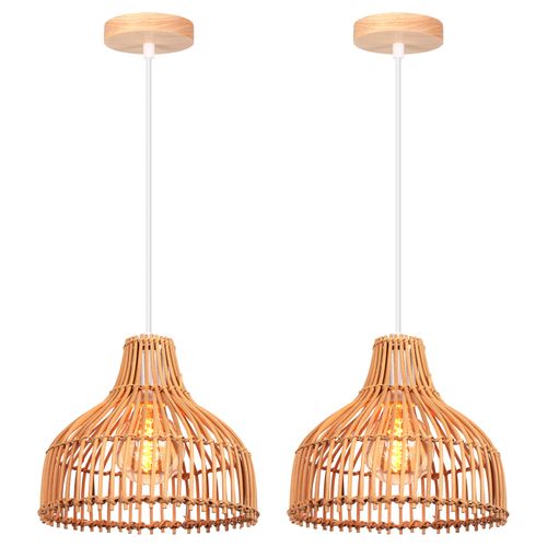 (2pcs) Lustre En Bambou Lampe De Plafond Rétro Lampe à Suspension D'intérieur Moderne