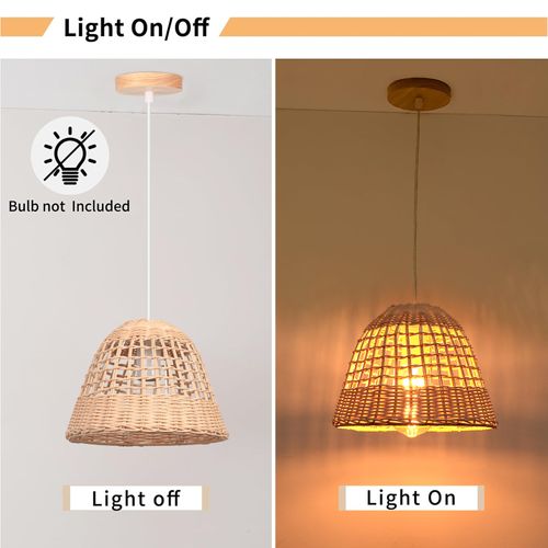 Lampe De Plafond Rétro Lustre En Bambou Lampe à Suspension D'intérieur Moderne E27