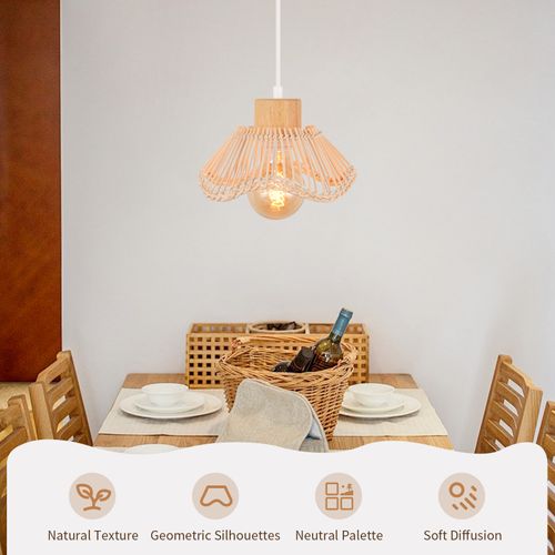 (2pcs) Plafonnier Moderne En Osier Lampe à Suspension Rétro Lampe à Suspension En Rotin Tressé