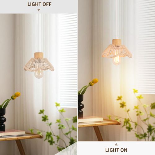 (2pcs) Plafonnier Moderne En Osier Lampe à Suspension Rétro Lampe à Suspension En Rotin Tressé