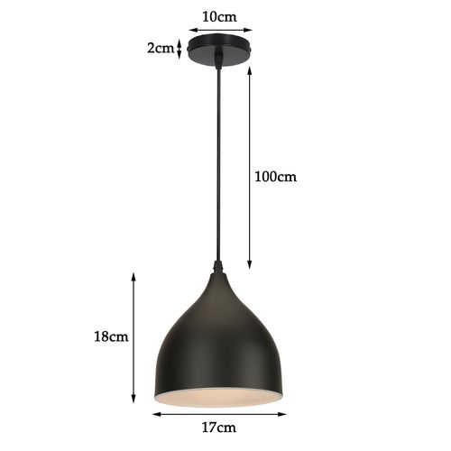 Lampe à Suspension Rétro Antique Plafonnier Moderne Suspension Luminaire Vintage Noir