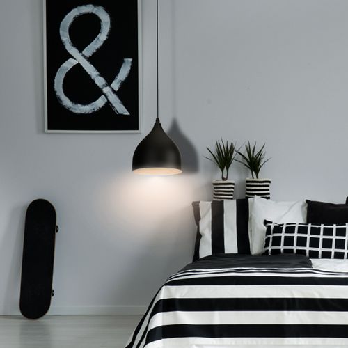 Lampe à Suspension Rétro Antique Plafonnier Moderne Suspension Luminaire Vintage Noir