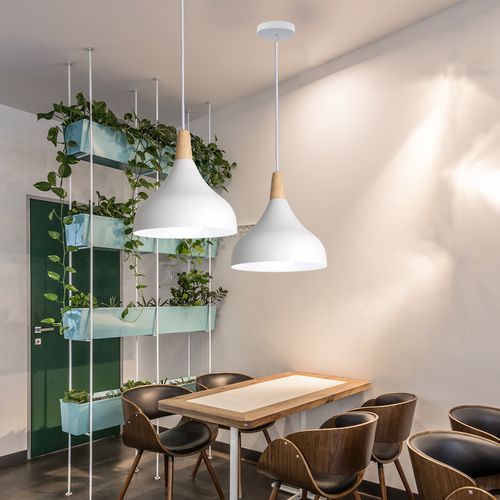 Lampe à Suspension Moderne Lustre Minimaliste Abat-jour En Métal Plafonnier D'intérieur E27 Blanc