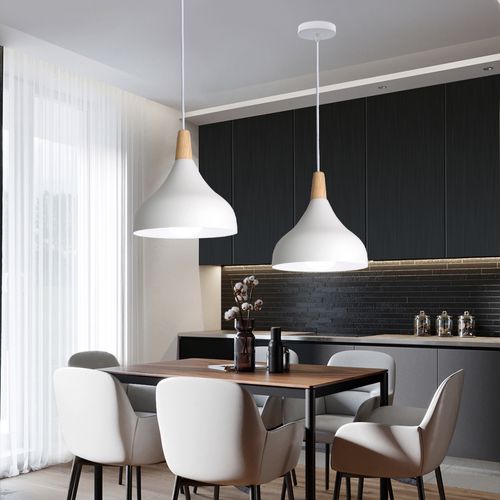 Lampe à Suspension Moderne Lustre Minimaliste Abat-jour En Métal Plafonnier D'intérieur E27 Blanc