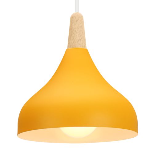 Lampe à Suspension Moderne Lustre Minimaliste Abat-jour En Métal Plafonnier D'intérieur E27 Jaune 2
