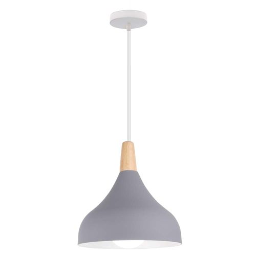 Lampe à Suspension Moderne Plafonnier D'intérieur Lustre Abat-jour En Métal Gris E27