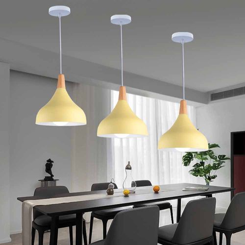 (2pcs)lampe à Suspension Moderne Plafonnier D'intérieur Lustre Abat-jour En Métal Jaune E27