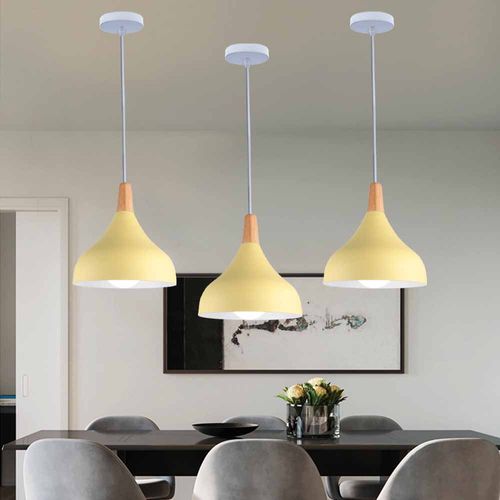 (2pcs)lampe à Suspension Moderne Plafonnier D'intérieur Lustre Abat-jour En Métal Jaune E27
