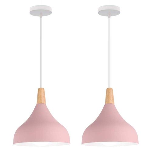 (2pcs)lampe à Suspension Moderne Plafonnier D'intérieur Lustre Abat-jour En Métal Rose E27